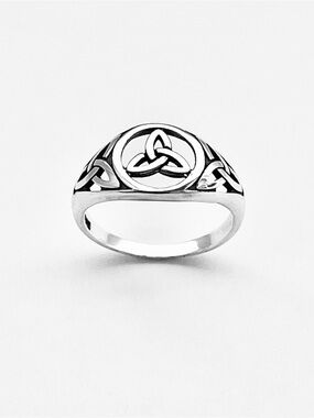 Sterling Silver Triple Triquetra Celtic Ring, Statement Love Knot Silver Rings